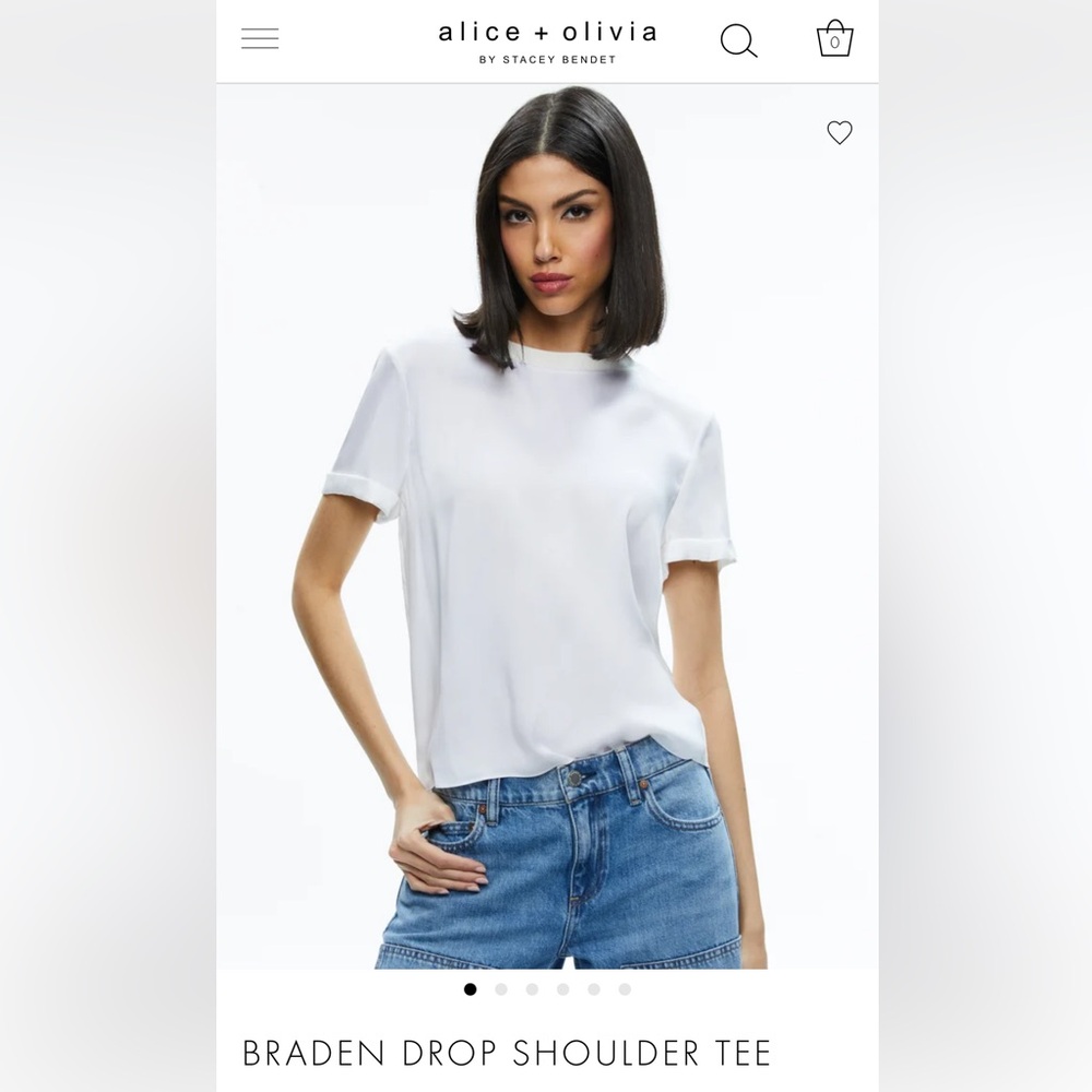 ALICE + OLIVIA BRADEN DROP SHOULDER TEE